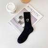 Women's Spring and Fall Japanese Cute Puppy Mid-calf Socks Cartoon Thick Needle Vertical Stripes Retro Stacked Women's Socks