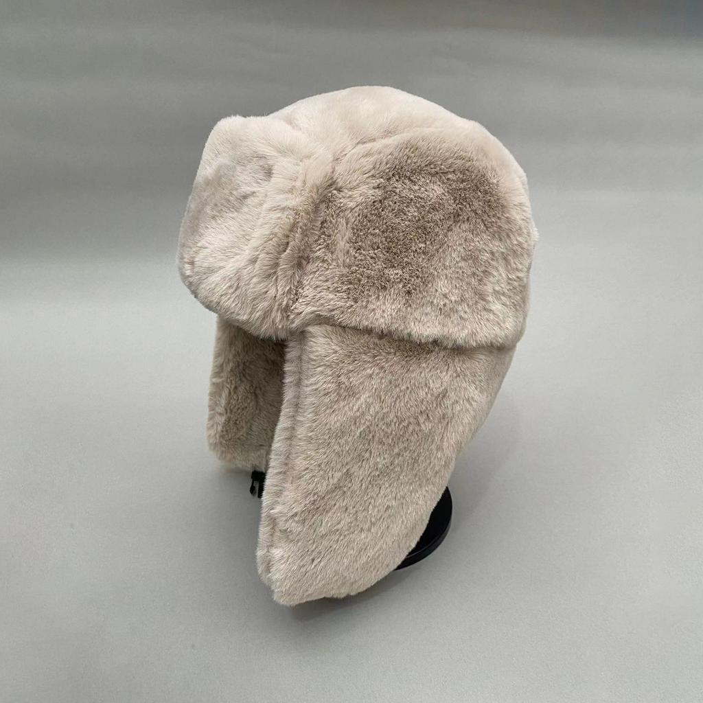 Winter Thermal Plush Faux Fur Pilot Hat with Detachable Ear Flaps -Beanie for Women , Cold Weather Skiing, Snowboarding, Hiking, Winter Hat