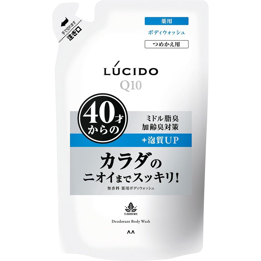 LUCIDO (Quasi-drug) Medicated Deodorant Body Wash Refill - Men's Body Soap for Odor Control,
