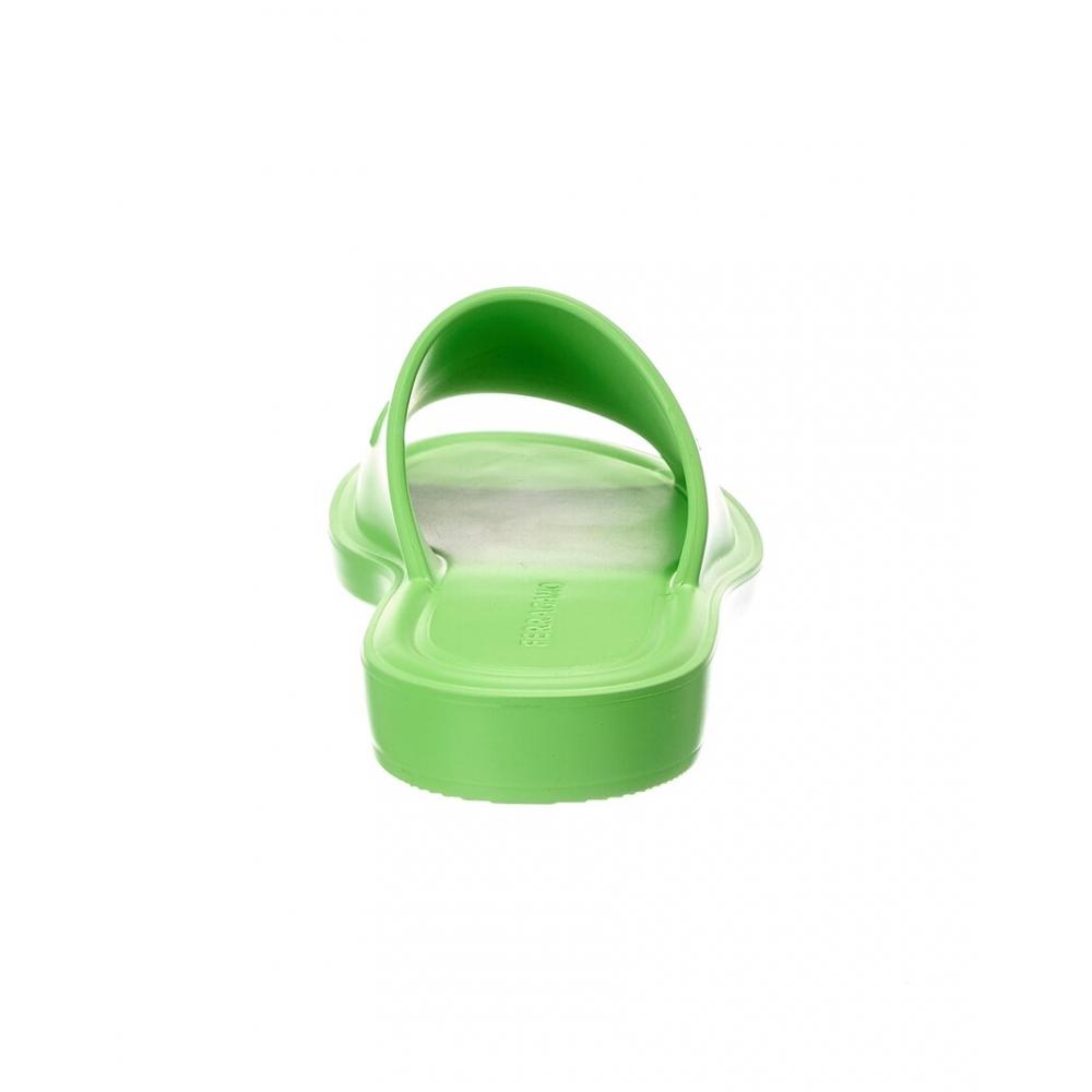 Salvatore Ferragamo Green Rubber Sandal 3d Logo Ferragamo Giuneva