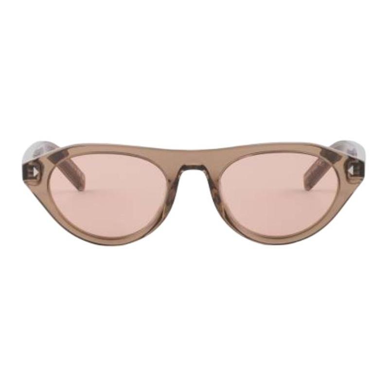 Prada Monogram Refined Details Acetate Oval Sunglasses Women's Transparent Clay