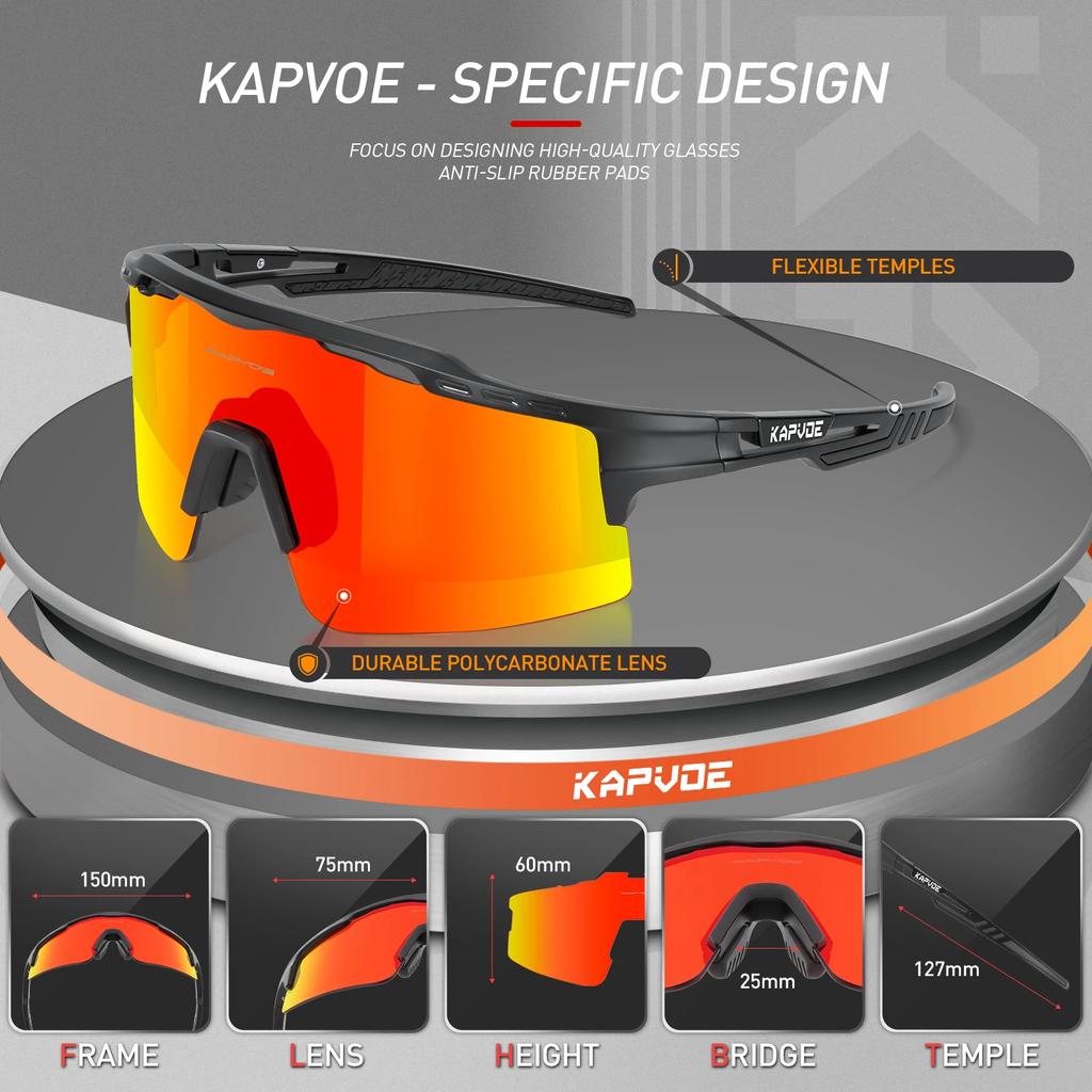 Kapvoe Fashion Cycling Glasses Man Bike Sunglasses Retro MTB Riding Skating UV400 Fishing Goggles Woman Bicycle Eyewear Driving