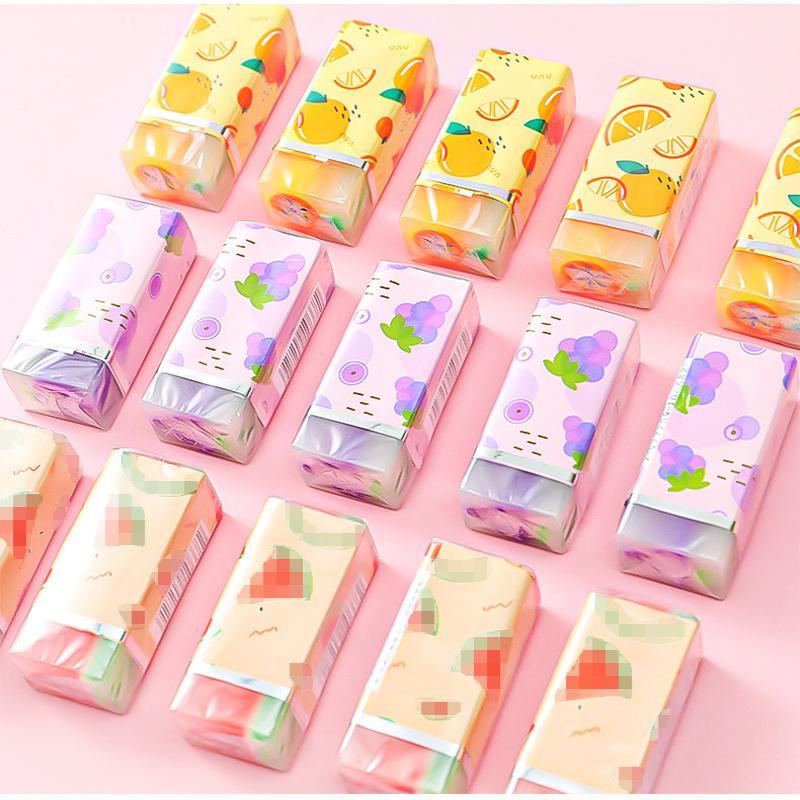 Cute Fruit Jelly Pencil Erasers Non-Toxic Soft Fun Animal Food Shaped Erasers for Kids Student School Stationery Gift