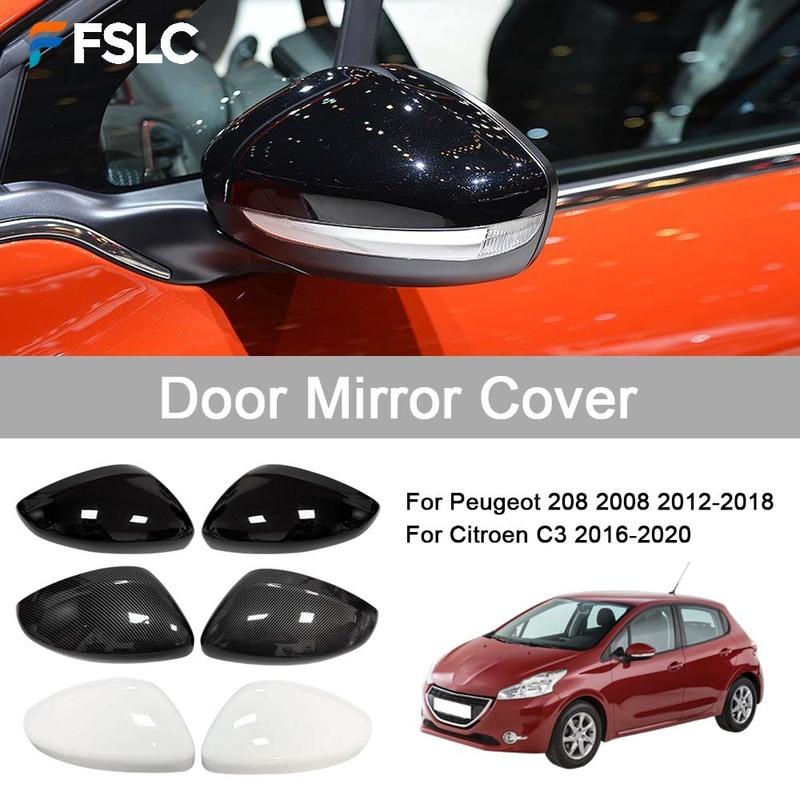 Car Decoration Door Mirror Cover For Peugeot 208 2008 2012-2018 For Citroen C3 2016- Car Accessories Car Styling Upgrade