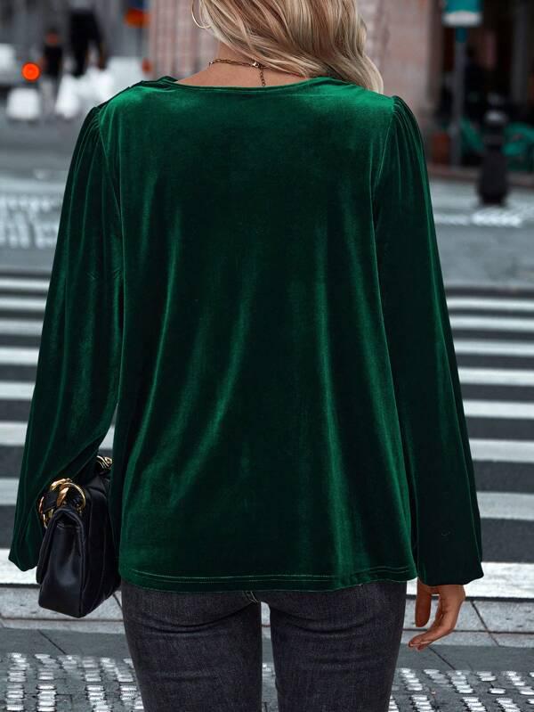 2026 Velvet High Neck Women's Long Sleeve Top - European, American, Korean Style for Spring/Autumn