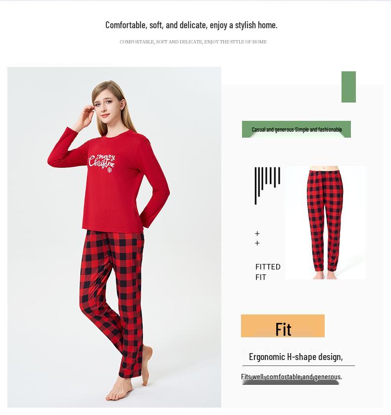 Veselé Vánoce Pyžamový set: Dámský anglický potisk, evropský a americký styl
