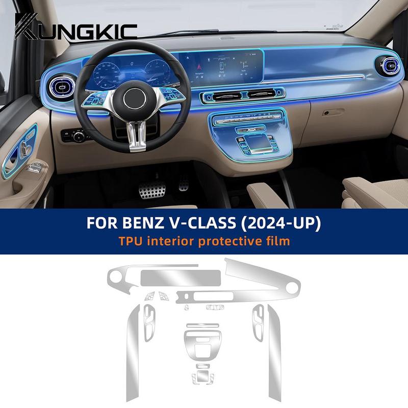 TPU Protective Interior Film for Mercedes Benz V-Class W639 2024 2025 2026 Car Center Console Transparent Anti-scratch Repair