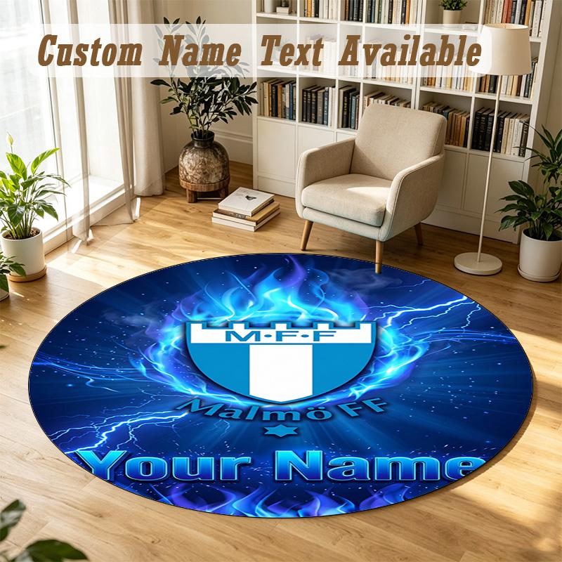 Round Rug Custom NameMalmö FF Pattern Non Slip Carpet Home Floor Decor