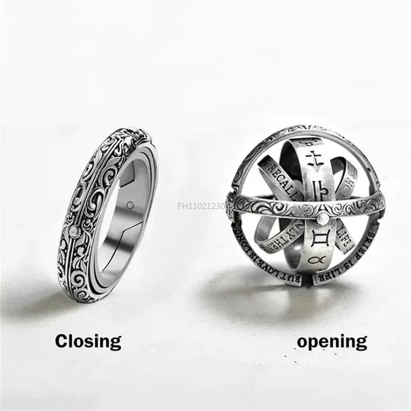 Bague à doigt cosmique rotative complexe créative mode bijoux bague ouverte fusionnée se déplie en sphère astronomique anneaux homme femme