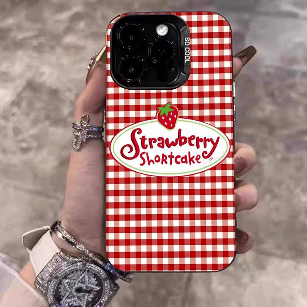 Animated S-Strawberry S-Shortcake Phone Case For IPhone 17 16 15 14 11 12 13 Pro Max Plus Pro Colored Silver Cover