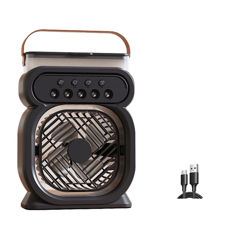 

Convenient Portable Hanging Fan with Light Adjustable Cooling Fan Suitable for Outdoor Activity Office and Student Use чорний