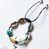 Handmade Bohemian Bracelet with Natural Shell Beads and Waxed Cord