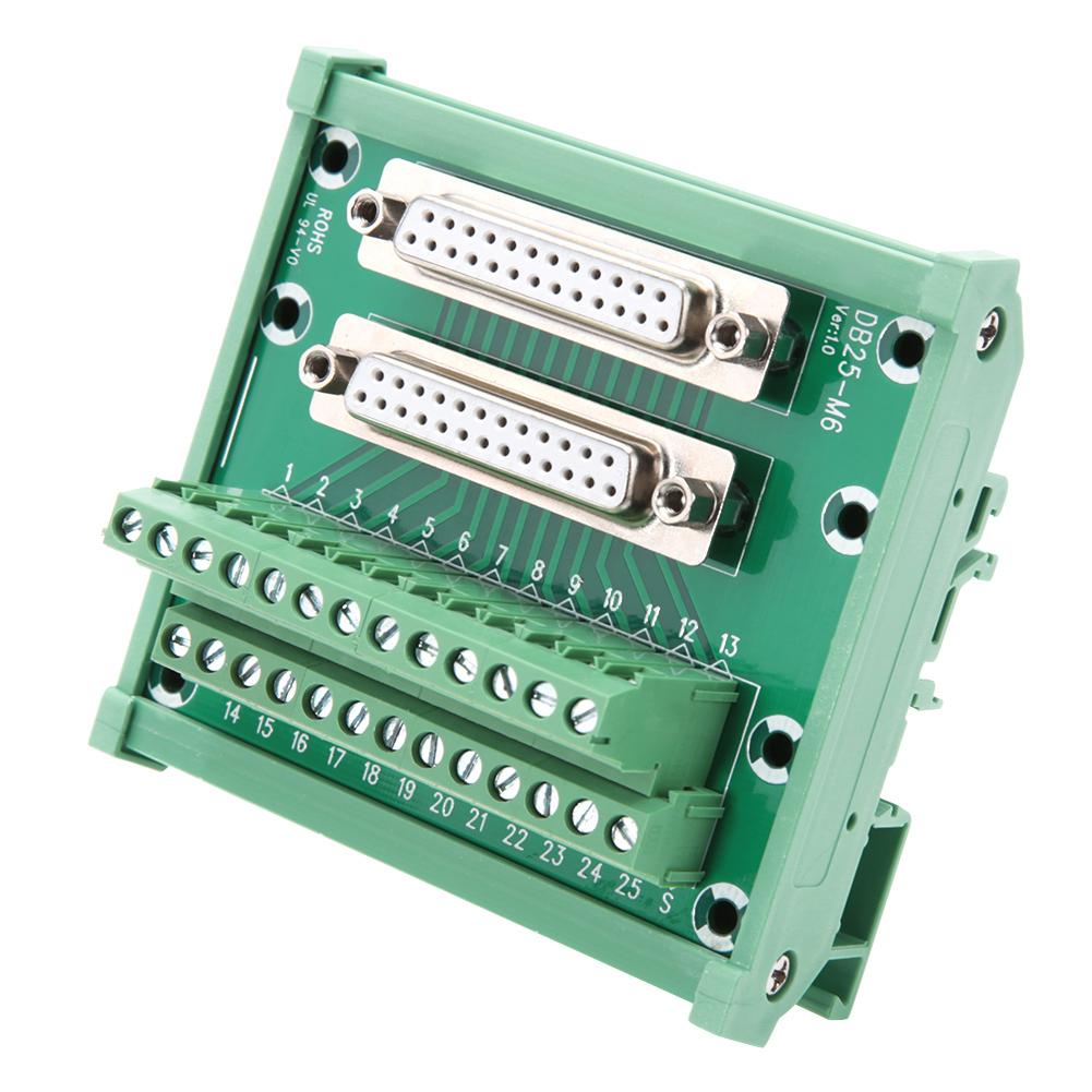 DB25 M6 Double Female Head DIN Rail Mount Interface Module Terminal Block Board Connector