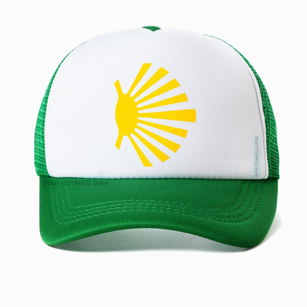 Camino De Santiago Symbol Large Yellow Scallop Shell cap fashion casual mesh sun hat Adjustable Breathable snapback hat