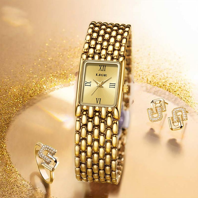 LIGE Damenuhr Elegant Mode Retro Wasserdicht Quarz Einfache Uhr für Damen Geschäftsfrauen Geschenke Reloj De Mujer