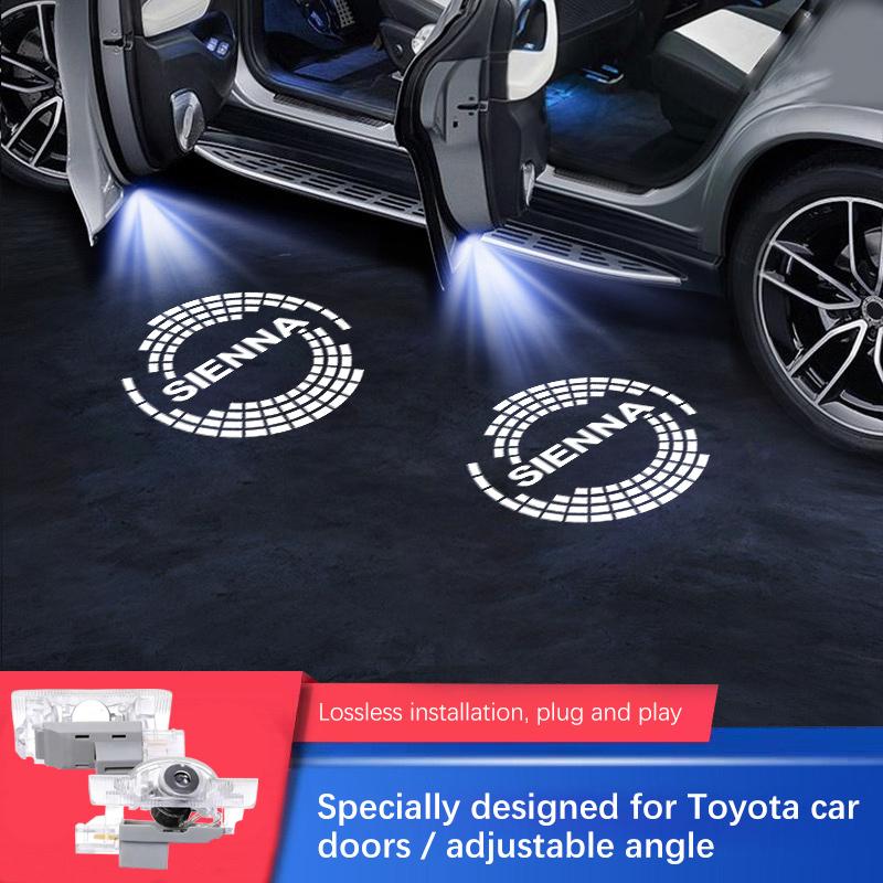 2PCS For Toyota Sienna HD LED Car Door Light Projector Ghost Shadow Laster Welcome Modification Lamp Car Accessories Never Fade