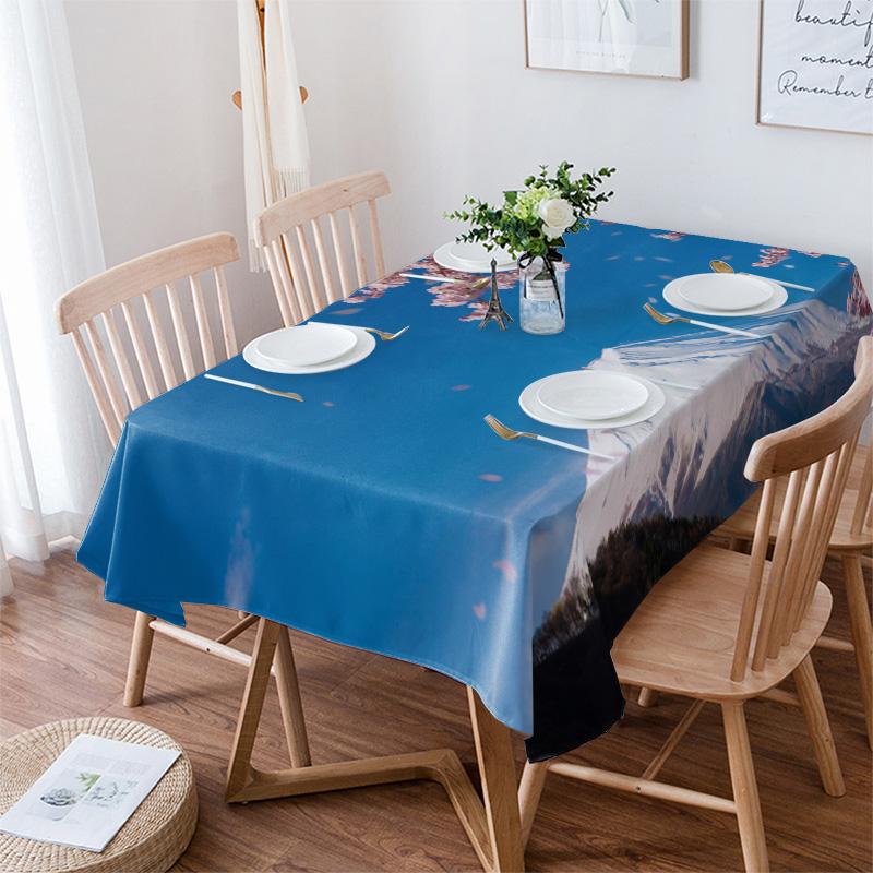 Small Fresh Plum Blossom Print Home Rectangular Tablecloths for Table Party Decoration Waterproof Anti-stain Nappe De Table