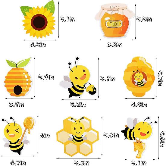 Honey Bumble Bee Hanging Swirl Decorations, 32PCS Bee Party Decorations Foil Ceiling Streamers Honey Bee Themed Birthday Party Baby Shower Gender