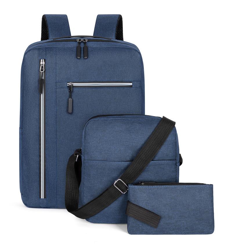 Business men's backpack three-piece simple solid color outdoor leisure backpack junior high school student schoolbag fashion