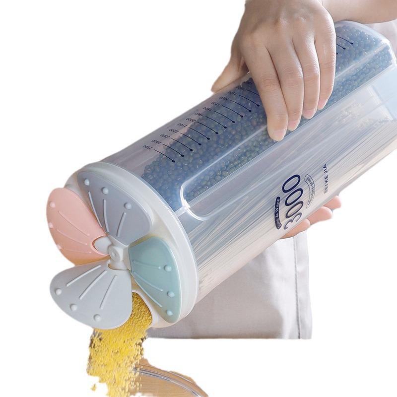 Five-Grain Plastic Storage Jar with Divided Sections for Cereals, Beans, and Legumes