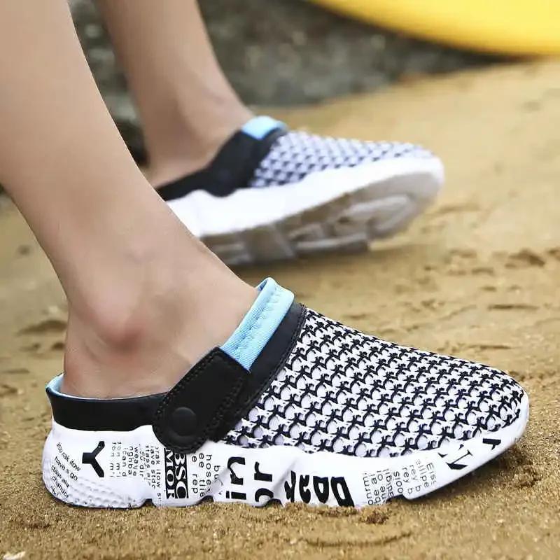 Fashion Men's Clogs Male Tennis Flat Sandals Air Flip Flops Men Non-Casual Men's Leather Shoes Running-Shoes Tennis Durable Outsole Low