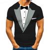 Summer Men's TuxedoRetro Tie Suit  Bow Tie 3d Print T-shirt Casual Short-sleeved Street Funny Fake Suit Top