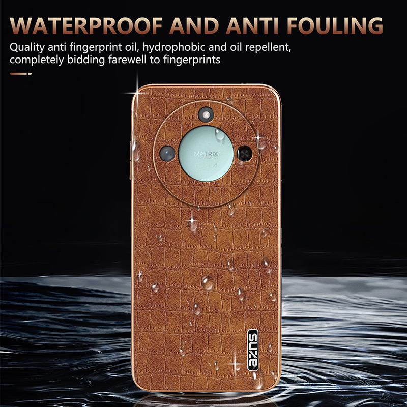 AZNS For Honor X60 5G Case Electroplating Crocodile Texture PU+TPU Phone Cover