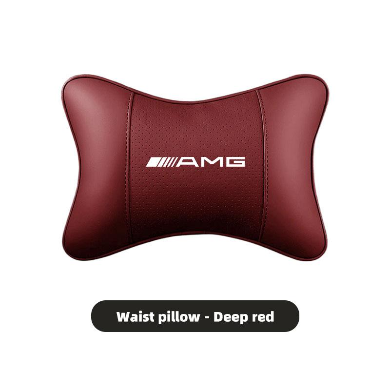 IXEA6 Car Seat Leather Headrest Lumbar Support Cushion Tire Valve Cap For Mercedes Benz AMG E S C A B Class GLE GLS CLA CLE GLC CLS