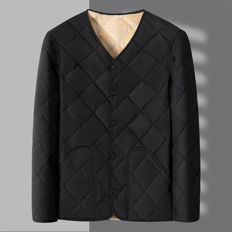 Men's Thickened Velvet-Lined Cotton Jacket for Cold Protection - Winter Warmth, Middle-Aged & Elderly Dad's Style
