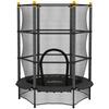 4.6FT/55" Kids Trampoline with Enclosure Net, Outdoor Indoor Use, for Ages 3-10 Years, Black