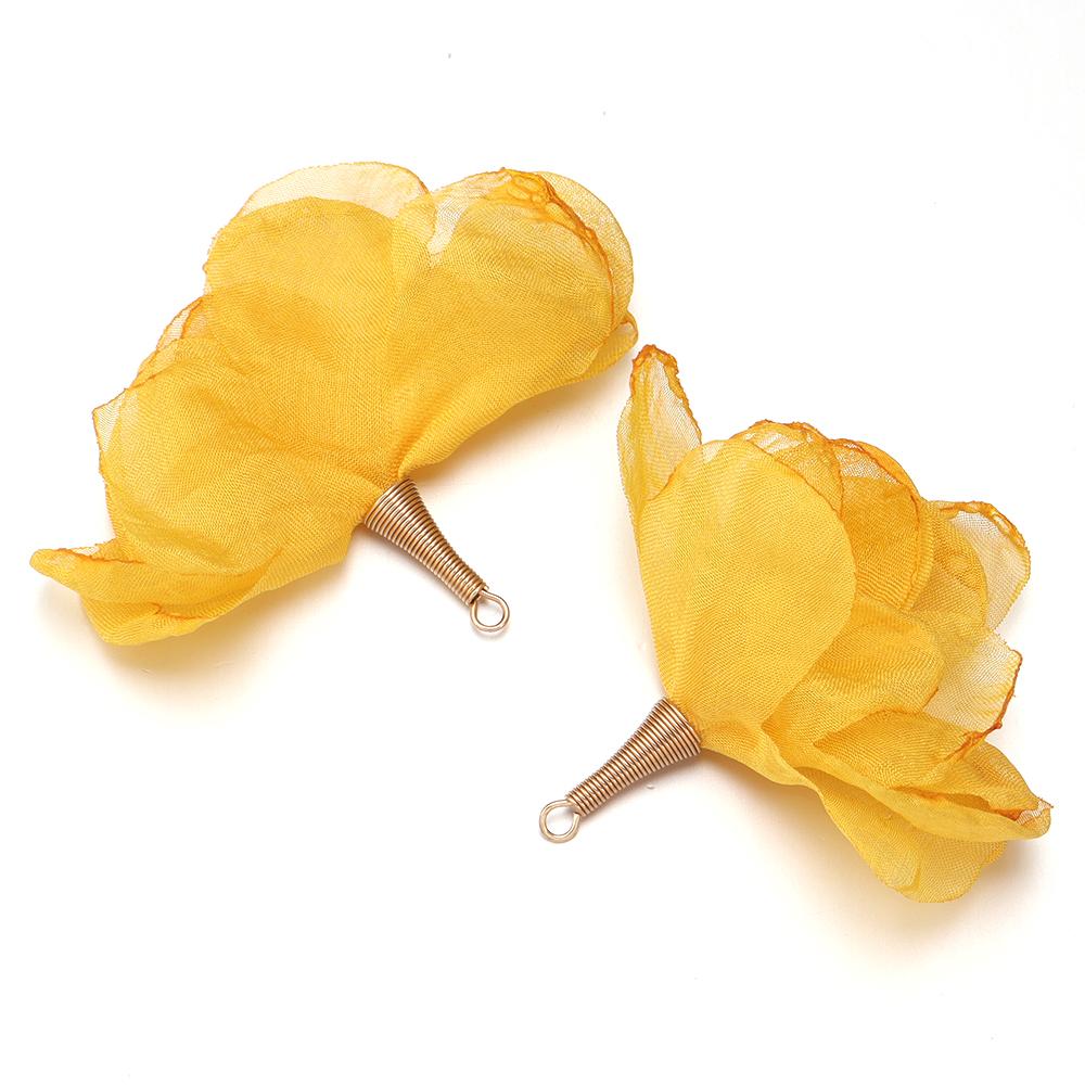10pcs 5cm Mesh Chiffon Flower Earrings Pendant Colorful Flower Charms For DIY Jewelry Making Crafts Earrings Keychain Supplies