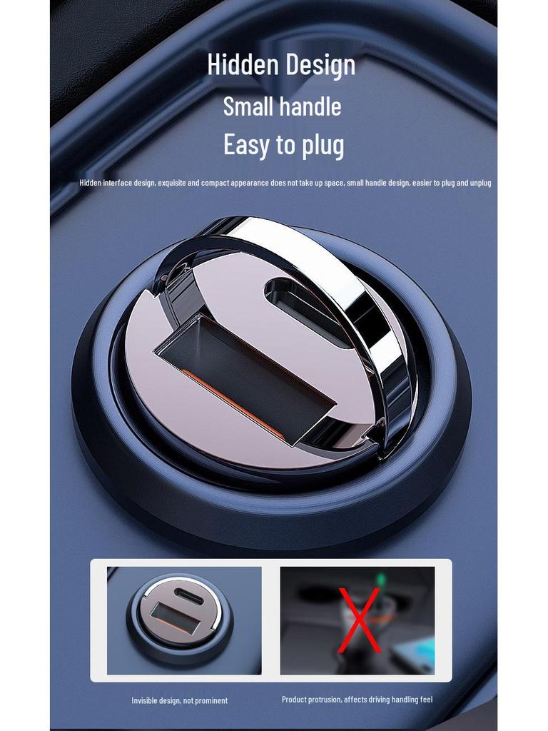 120W Fast Charging Mini Car Charger with Invisible Design for Cigarette Lighter