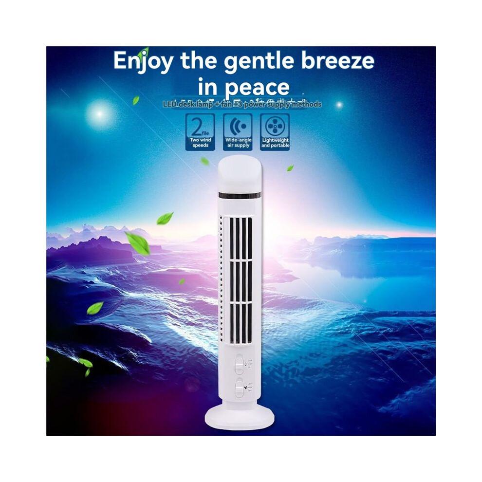 Ventilatore a Torre LED 2 Velocità Stand Ventilatore a Torre Elettrico Portatile da Pavimento per Soggiorno Camera da Letto Bianco