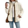 Color Block Fleece-Lined Stand Collar Women's Cardigan - 2025 Autumn/Winter Collection
