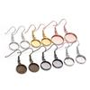 10 Stück 10–25 mm Tablett Lünette Cabochon Ohrring Haken Rohling Einstellung Runde Anhänger Ohr Basis Erkenntnisse für DIY Glas Cameo Schmuckherstellung