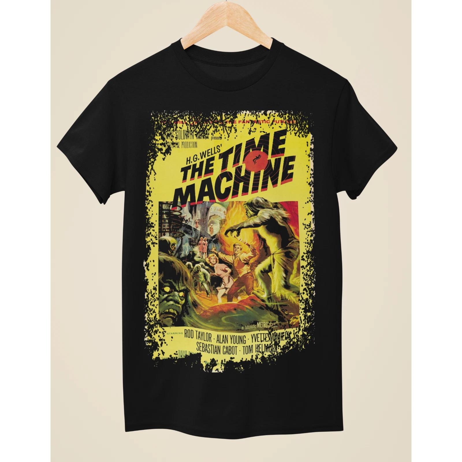 ZX 2026 The Time Machine 1960 Movie Poster Inspired Unisex Black Tshirt Mens Round Neck Short Sleeved Tshirt M