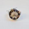 Handmade Round Smoky Quartz Ring: 925 Sterling Silver, Capricorn Birthstone