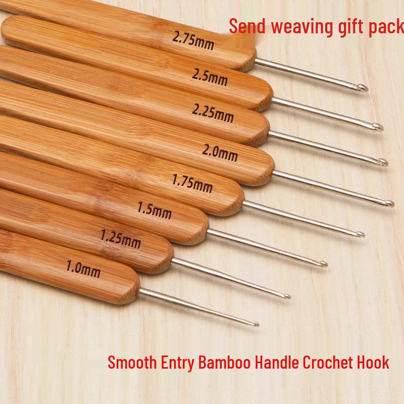 Carbonized Bamboo Crochet Yarn & Knitting Tool Set with Extra-Fine Old-Fashioned Bamboo Handle Set