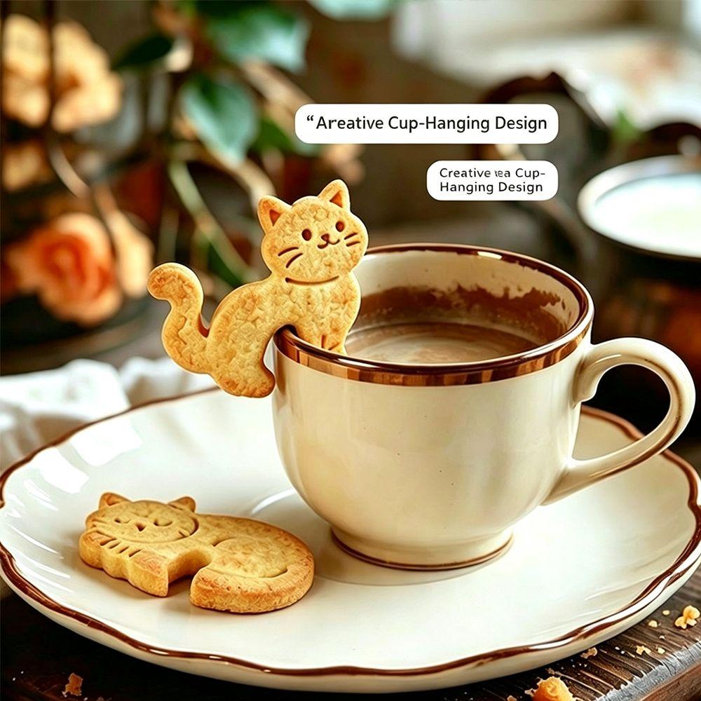 PLA Cat Cookie Mold Hanging Cup Cat Baking Stamp Cookie Baking Mold Coffee Cup Decoration