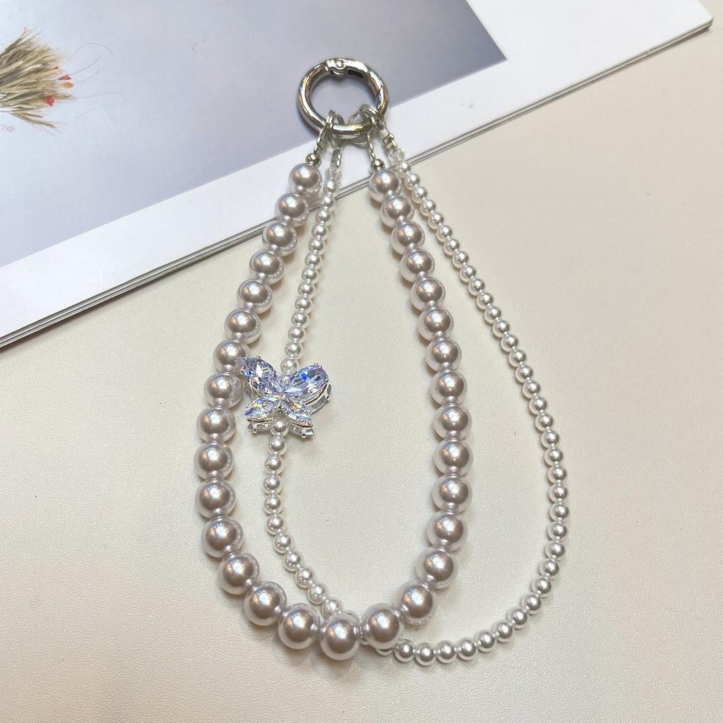 Perlmutt Schmetterling Handy Lanyard Mit Strasssteinen Verzierungen Für Frauen Und Männer