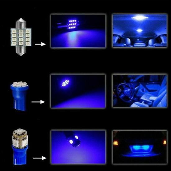 13pcs 8000K Blue LED Interior Lights Bulbs Kit Car Trunk Dome License Plate Lamp