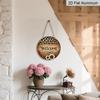 2D Flat Aluminum 7.87 Inch X 7.87 Inch Leopard Print and Floral Pattern Welcome Sign Wall Decoration, Vintage Style. Suitable for Cafes, Living