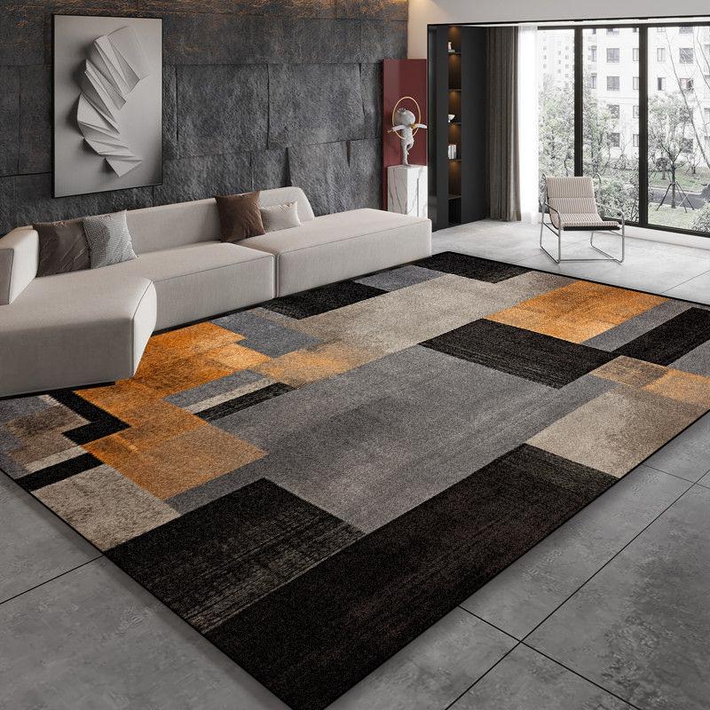 Modern Black Brown Geometry Carpet Living Room Decor Bedroom Bedside Soft Floor Mat Home Sofa Non-slip Large Rugs Customizable