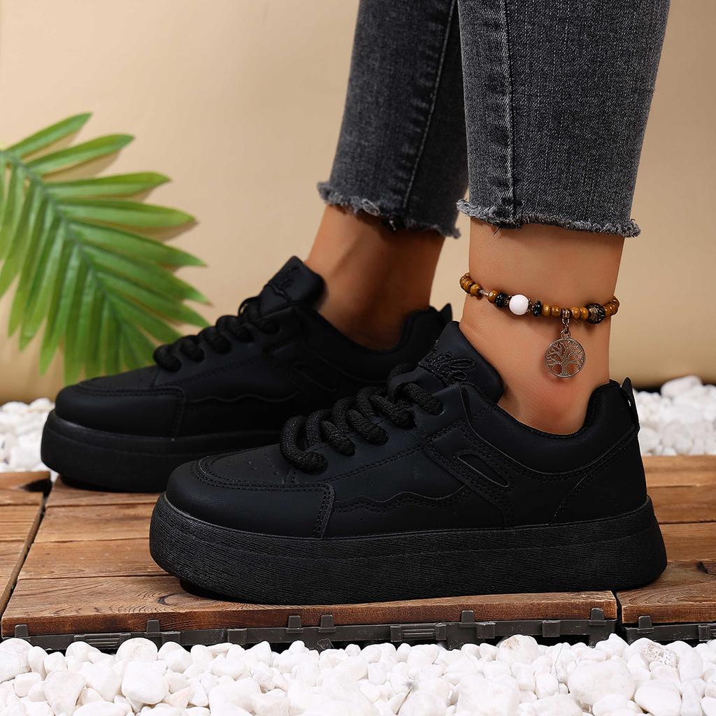 Fashion New Spring Shoes for Women Green Trainers Platform Lace Up Sneakers Woman Hip Hop Chunky Sports Shoes Faux Leather Sneaker