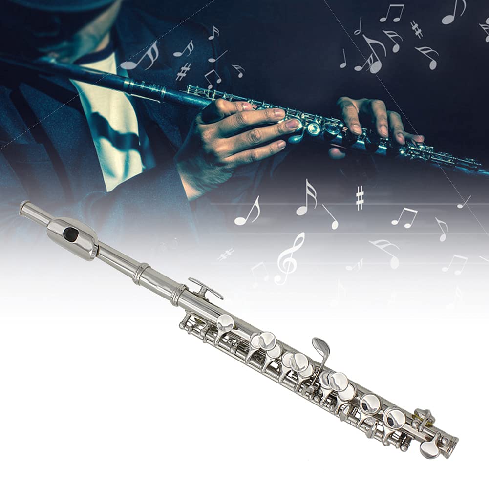 Cryfokt 16-hole Piccolo, Educational Wind Instrument for Band Performances for Beginners (silver), CRYFOKTTQK76I30GA-02