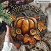 2D Flat, 1pc Fall Leaves Round Aluminum Sign, Pumpkin Round Aluminum Sign, Autumn Decor Metal Sign - Welcome Rustic Metal Wall Art, Wall Decor Signs