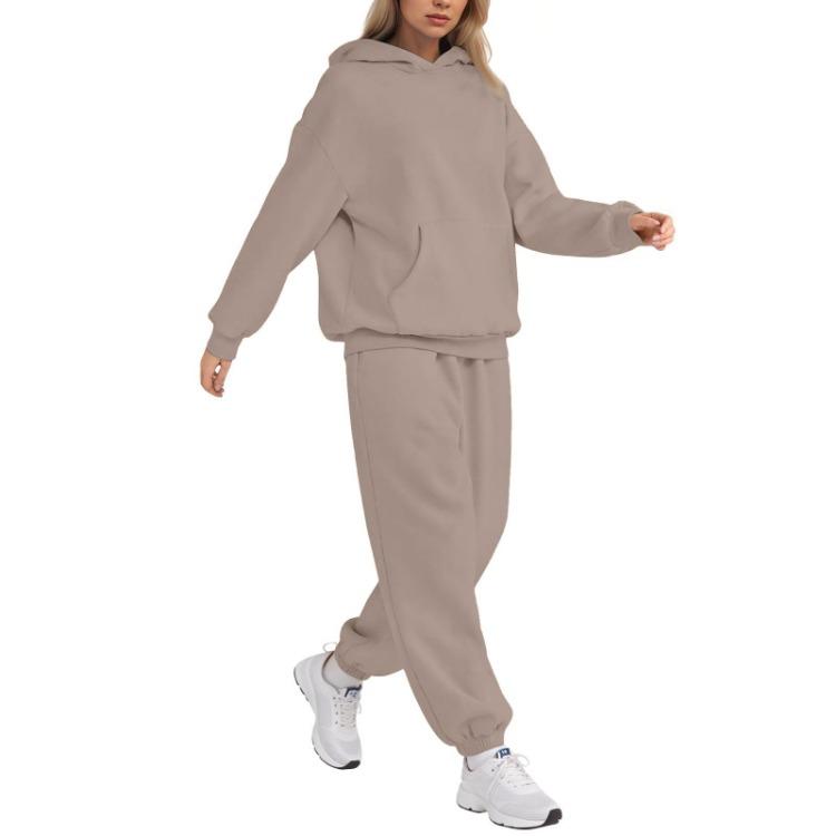 Übergroßes Sweatshirt und Jogginghosen-Set 2-teilige Damen-Outfits Hoodie Herbstmode Trainingsanzug mit Taschen