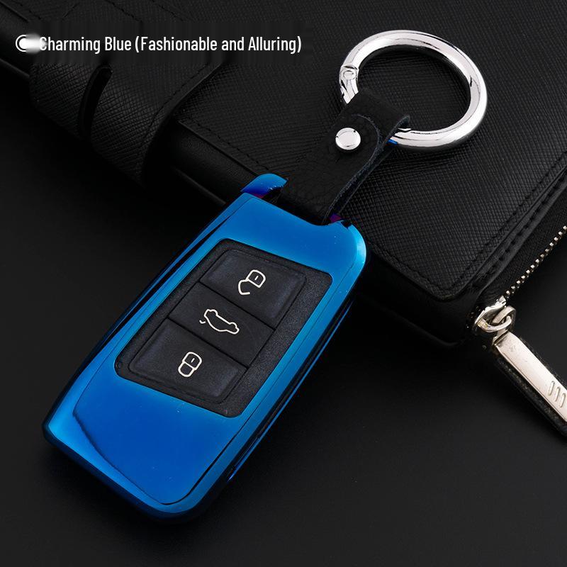 Genuine Leather Key Case for Volkswagen Magotan B8 17 Models - Unisex Metal Protective Shell