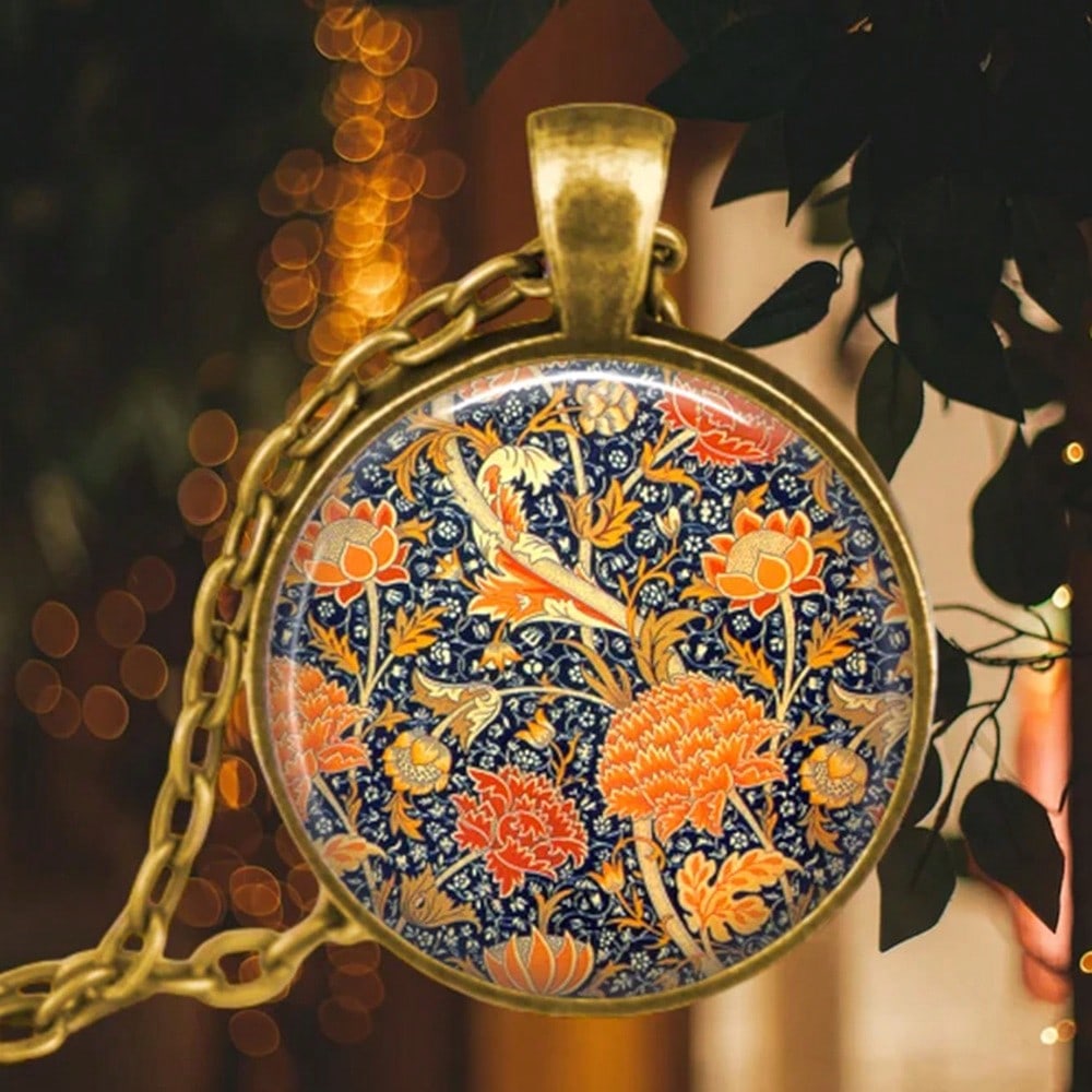 

A floral sweet pea pendant necklace, sweet pea jewelry, a gift for gardening enthusiasts - sweet pea seed packaging art, vintage floral jewelry.