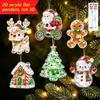 Acrylic Christmas Ornament Flat Hanging Decor With Santa Claus Snowman Design Tree Home Party Decoration